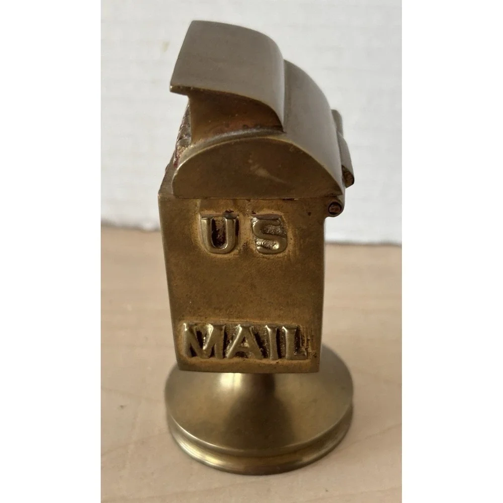Vintage Solid Brass Mail Box Trinket Box US Mail 4